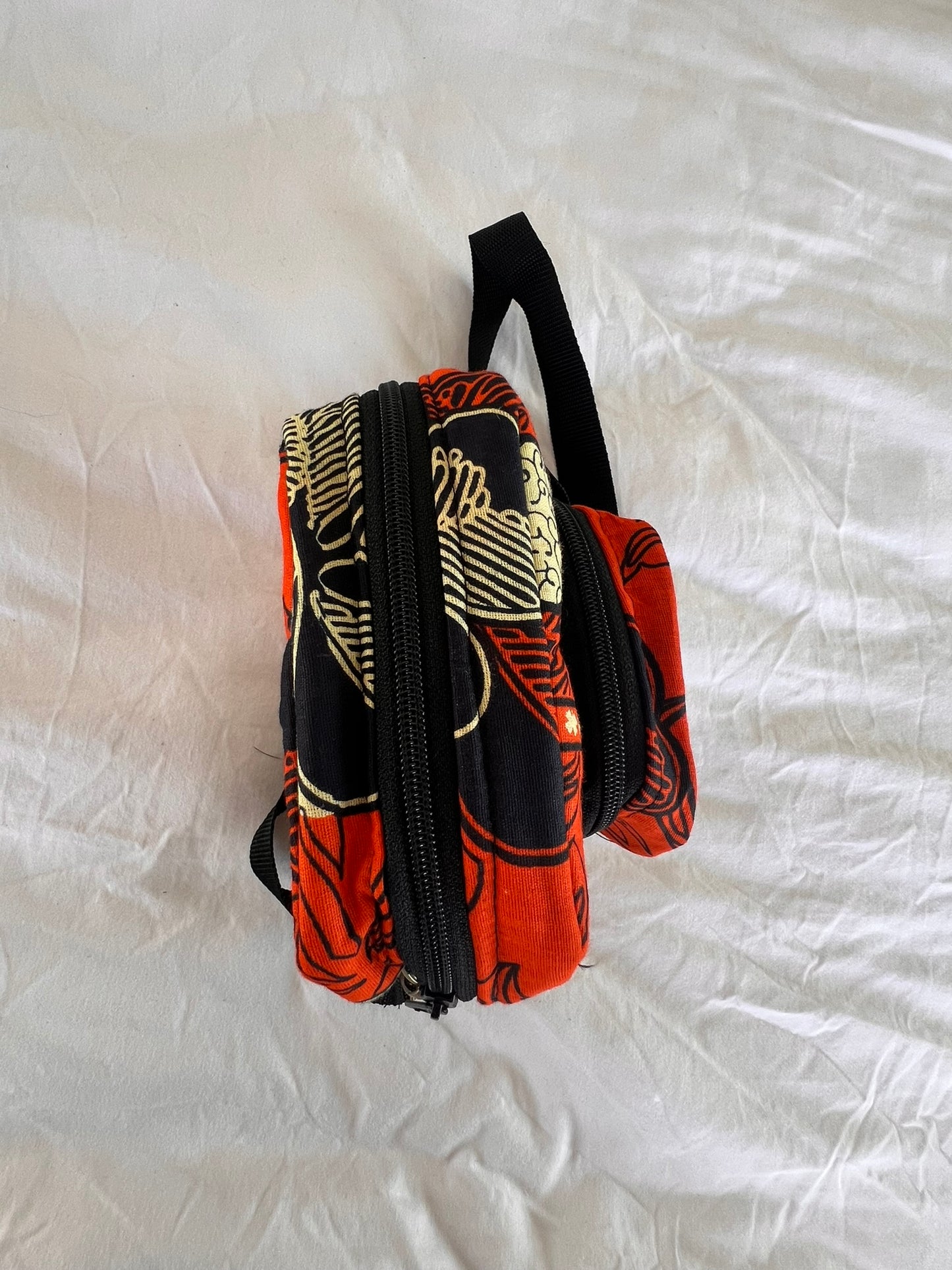Convertible Ankara Cross Body & Waist Bag – Orange & Cream