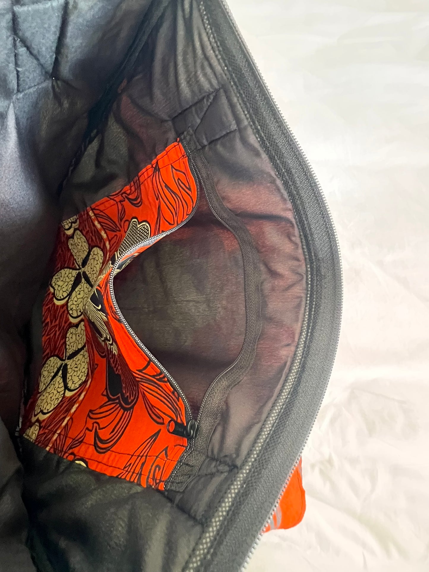 Ankara Tote Bag with Zipper & Inner Compartment – Orange Bliss