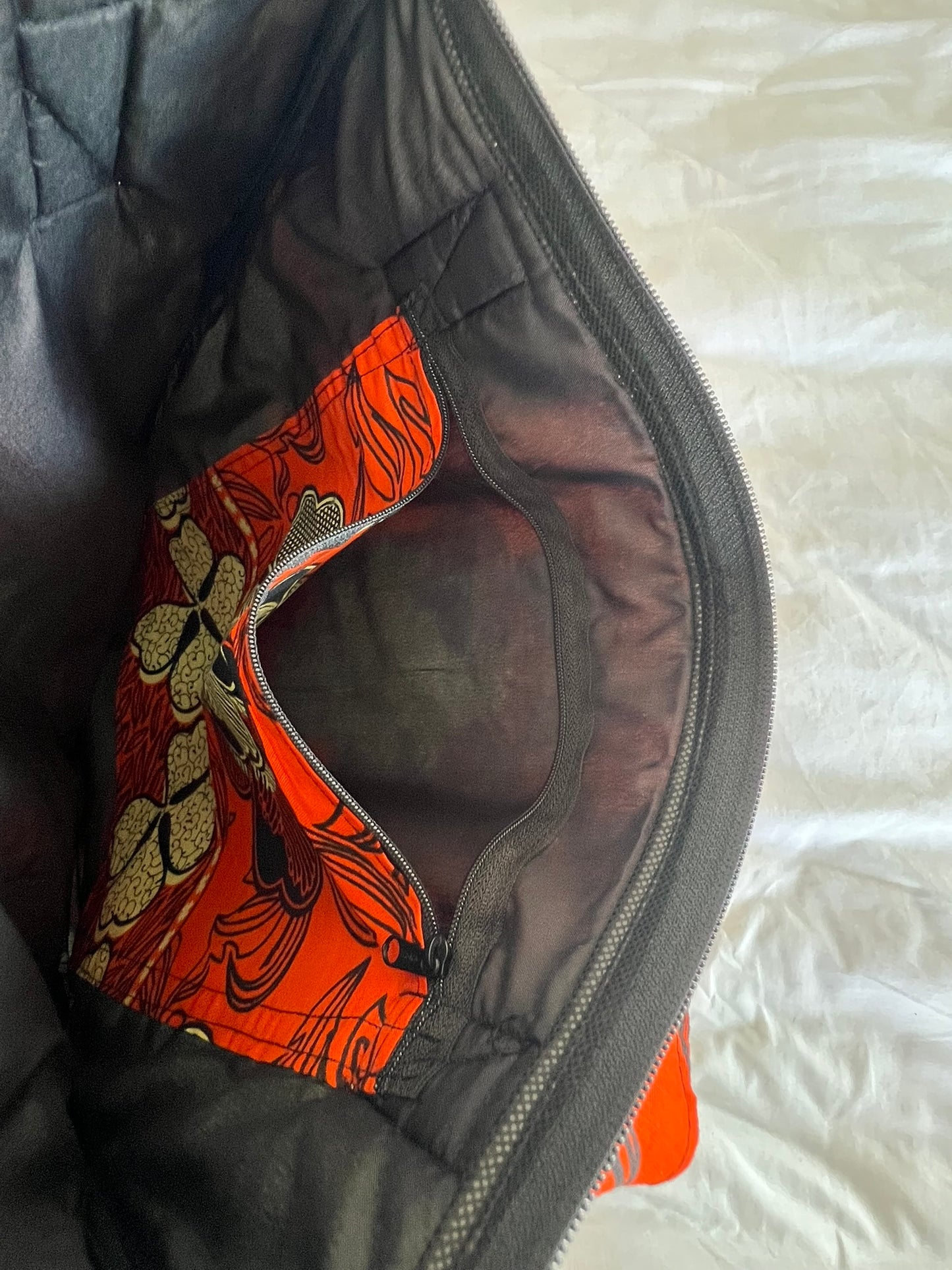 Ankara Tote Bag with Zipper & Inner Compartment – Orange Bliss