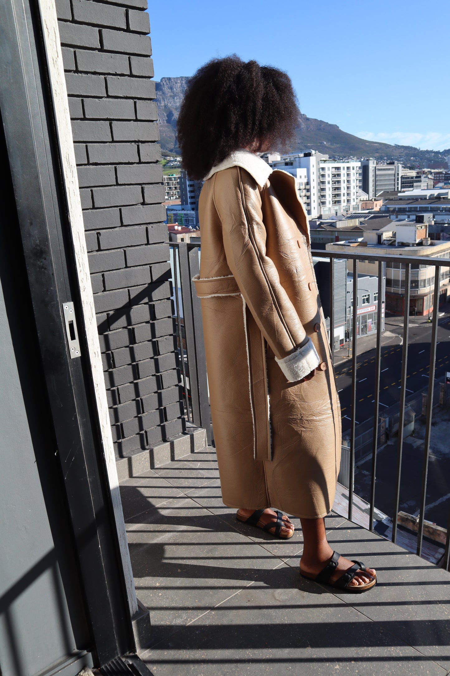 Beige & White Double-breasted Lightweight Trench Coat