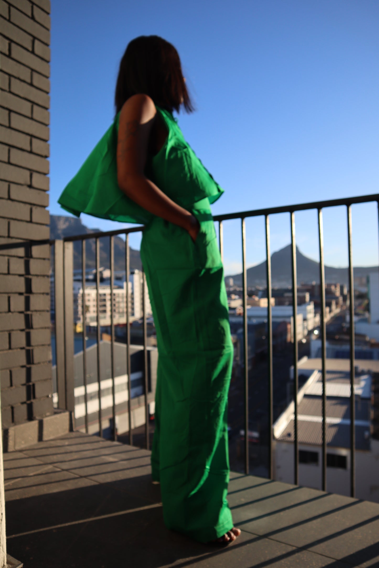 Sophisticated Forest Green Wide Leg Two-piece Set