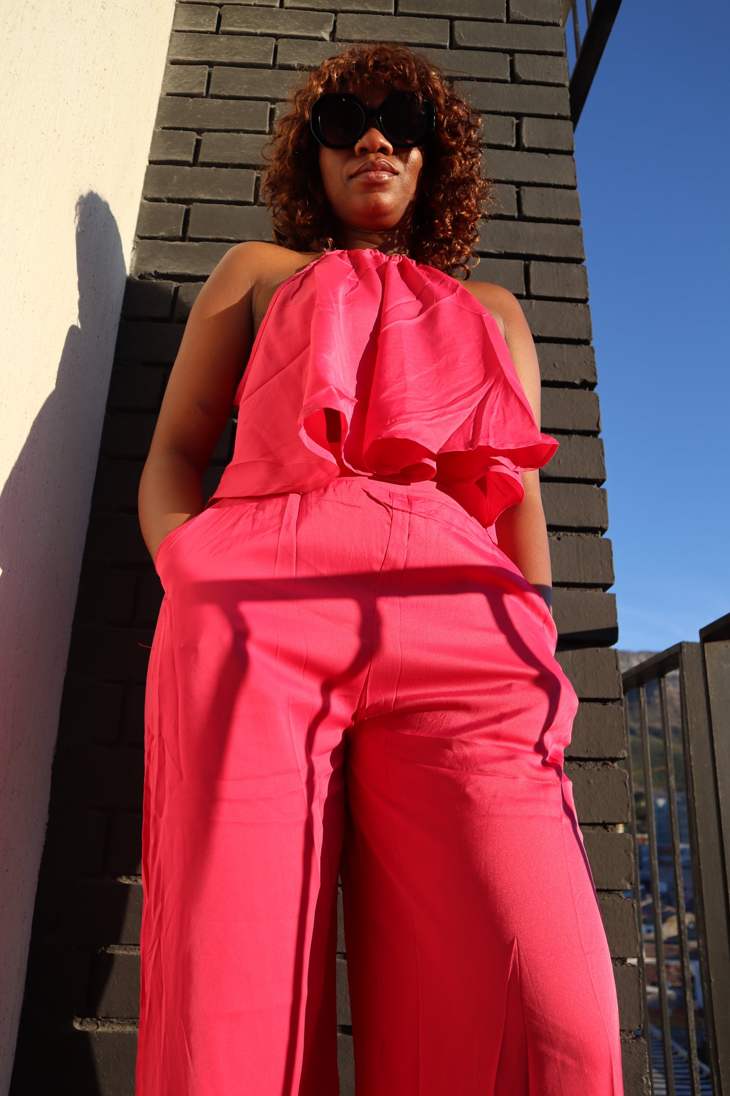 Bold Hot Pink Wide Leg Two-piece Set