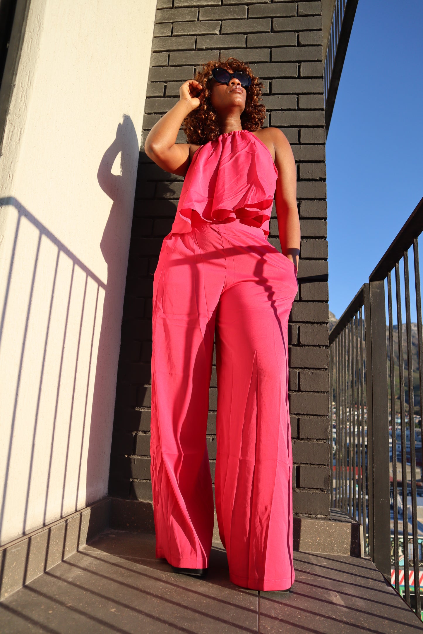 Bold Hot Pink Wide Leg Two-piece Set